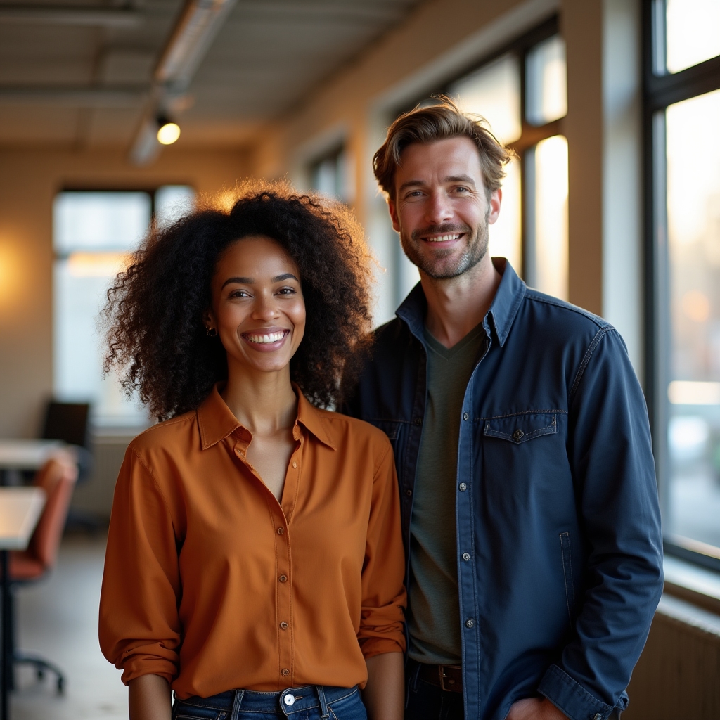 Zwei Personen des Ulvani-Teams im modernen Münchner Büro